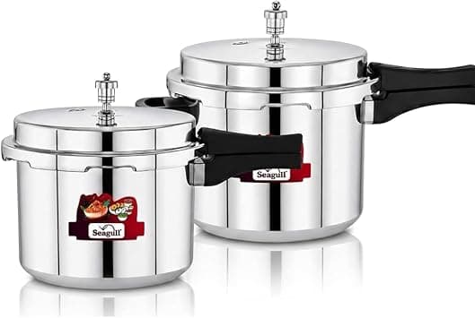 Seagull Anchor Aluminium Pressure Cooker 2-Piece Combo Set 3L & 5.5L Heavy Gauge Aluminium Gas Stove Compatible Ergonomic Cool-Touch Handles Advanced Safety System on Amazon.ae - Price Tracker