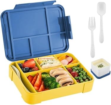 Premium Leak Proof Bento Lunch Box with 6 Compartments – BPA Free, Microwave Safe lunch box for Adults & Kids daily use for School, Office and Travel (Royal Blue) على Amazon.ae - متتبع الأسعار
