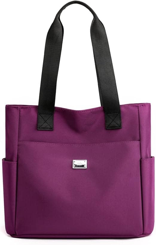 Lightweight Waterproof Nylon Shoulder Bag, Women's Large Capacity Top Handle Handbags, Nylon Tote Bag for Gym, Work, School (Purple) on Amazon.ae - Price Tracker