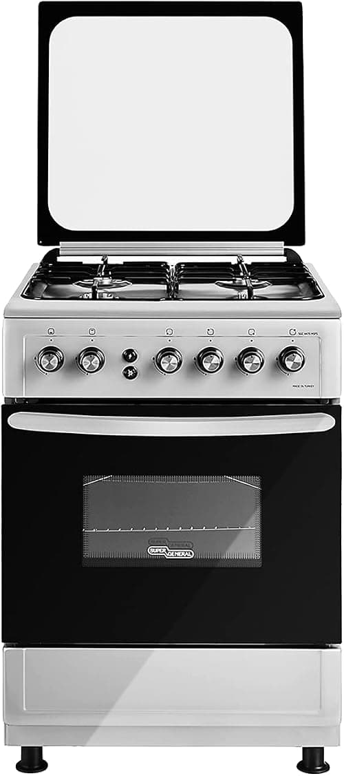 Super General Freestanding Gas-Cooker 4-Burner Full-Safety SGC6470MSFS, Stainless-Steel Cooker, Gas Oven with Rotisserie, Automatic Ignition, 60 x 60 x 85 cm, Silver, 1 Year Warranty على Amazon.ae - متتبع الأسعار