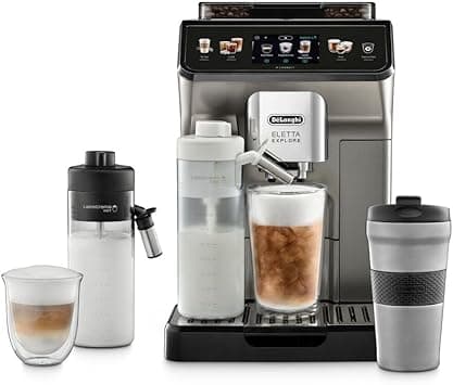 De'Longhi Eletta Explore Bean to Cup coffee machine with Latte cream Hot and cool Technology, Cold extraction technology, with 3.5"TFT display and soft control, wifi connectivity-Titanium,ECAM450.86.T on Amazon.ae - Price Tracker