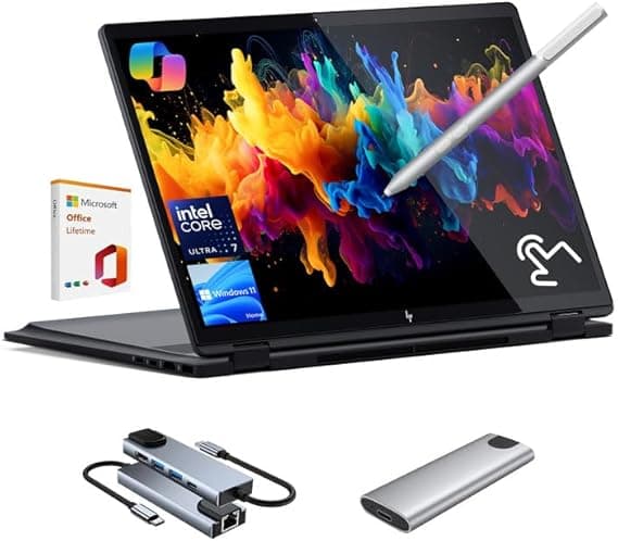 HP OmniBook X Flip 2-in-1 Laptop,16" 2K Touchscreen Laptop,Intel Core Ultra 7, Arc 140V GPU Copilot+ PC,Thunderbolt 4,W/3-in-1 Accessories, with Lifetime Office,Win 11 Home (16GB RAM + 2TB SSD) on Amazon.ae - Price Tracker