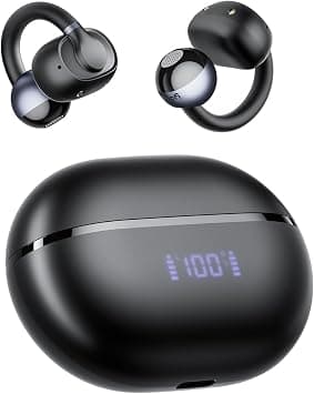 NC1 Open Ear Earbuds, Bluetooth 5.4 Clip-On Headphones with 11mm Drivers, Smart LED Display, App Control, AI Noise Cancelling Wireless Earphones, Dual Device Connection, Lightweight, 20H - Amazon.ae Price Tracker