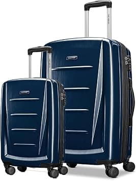 Samsonite Winfield 2 2 Pc Set (57 + 68 cm), 4 Spinner Wheels, Polycarbonate, Navy|Cross Ribbons|Expandable|Inner Mesh Zippered Pocket|TSA Lock - 3 Years International Warranty on Amazon.ae - Price Tracker