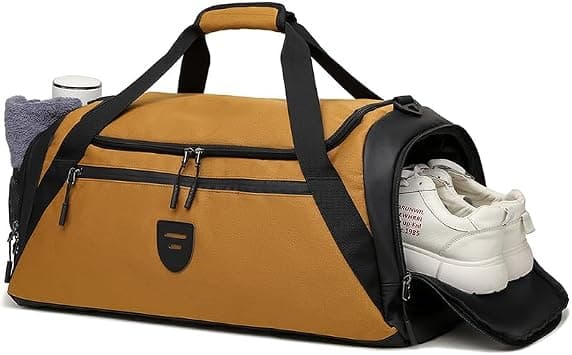 Gym Duffle Bags For Men & Women, Large Duffel Bag For Men Travel, Weekend Overnight Shoulder Bag With Shoe Compartment & Wet Pocket, Waterproof Sports Duffle Bag Gym Bag (Khaki) على Amazon.ae - متتبع الأسعار