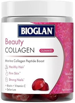 Bioglan Collagen Gummies | 1000mg | Hydrolysed Marine Collagen | Biotin | Selenium & Vitamin C | Strawberry Flavoured | 60 Gummies on Amazon.ae - Price Tracker