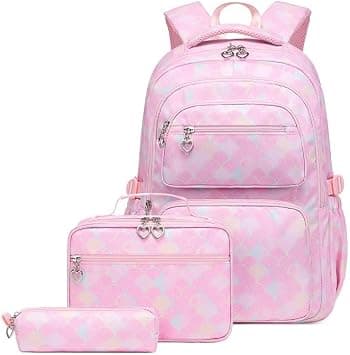School Bags For Girls, Pencil Case For Girls With Lunch Bag Set Of 3 Girls' Fashion Gift (Pink) on Amazon.ae - Price Tracker