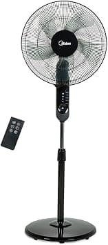 Midea Pedestal Stand Fan with Remote Control, 16 inch, 3 Speed ,3D Oscillation Directions ,Adjustable Height ,Easy to maneuver with adjustable height & tilting angle , Black, FS4015FR on Amazon.ae - Price Tracker