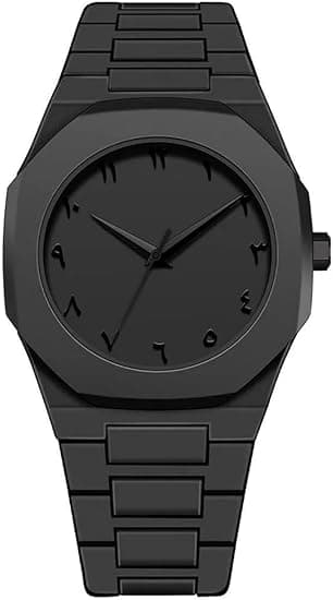 Men's Watch with Arabic Numerals Matte Black Minimalist Analog Watch | Trending Wristwatch on Amazon.ae - Price Tracker