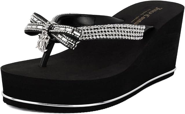 Juicy Couture Women’s Wedge Platform Flip Flops, Fashion Beach Sandals with Soft Footbed and Thong Style على Amazon.ae - متتبع الأسعار