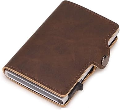 Wallet Men Money Bag Mini Purse Male Aluminium Card Small Trifold Leather Wallet Slim Thin Brown Walet carteras Card Wallets For Women, (Color : Coffee) on Amazon.ae - Price Tracker