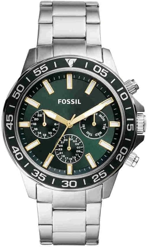 Fossil Bannon Analog Stainless Steel Green Dial Silver Band Men's Watch-BQ2492 on Amazon.ae - Price Tracker
