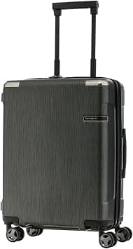 Samsonite Evoa Suitcase Cabin Size 55 cm / 20 inch, 4 Spinner Wheels, Polycarbonate, Brushed Black|Aero-Trac Wheels|TSA Lock|Divider Pad|Anti-Theft Zipper - 10 Years International Warranty on Amazon.ae - Price Tracker