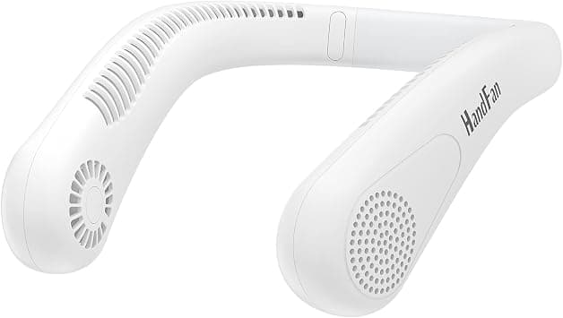 HandFan 5000mAh Portable Neck Fan, Bladeless Wearable Personal Fan, Rechargeable Neckband Fan, Max 21H Working Time, Hands Free, Headphone Design, 4 Speeds, for Travel, Hiking, Outdoors (White-a) on Amazon.ae - Price Tracker