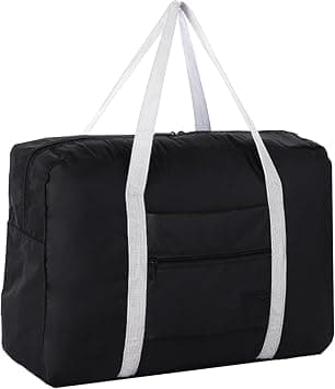 Aputue Foldable Travel Duffel Bag, Black Water-Resistant Nylon Weekender Bag with Luggage Strap, Lightweight Carry-On Gym Tote for Men & Women, Perfect for Airport, Sports and Beach Trips on Amazon.ae - Price Tracker