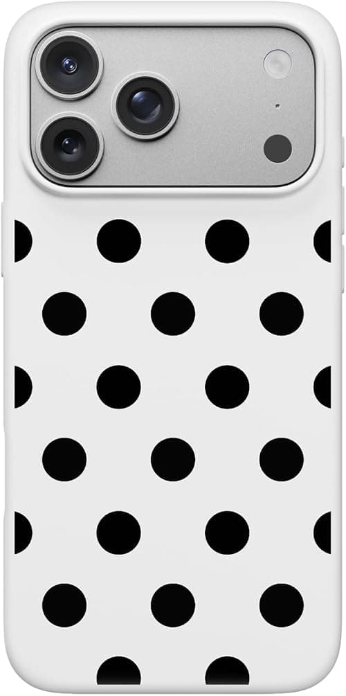 ORNARTO Case for iPhone 17 Pro Max (6.9") - Liquid Silicone Anti-Skid Full Protection Shockproof Full Protection Soft Microfiber Interior - Black and White Polka Dots على Amazon.ae - متتبع الأسعار
