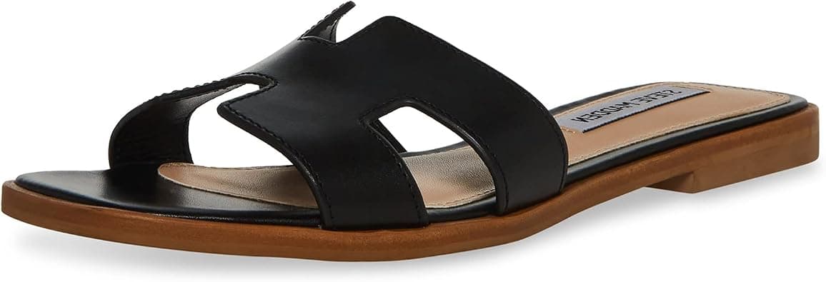 Steve Madden Women's Hadyn Sandal Black Leather 9.5, 40 EU - Best Deal Finder