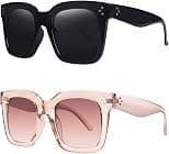 Vintage Women Oversized Sunglasses Designer Luxury Square Sun Glasses UV400 Protection Flat Lens - Best Deal Finder