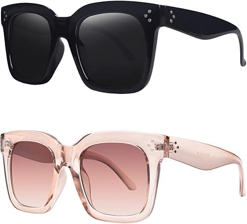 Vintage Women Oversized Sunglasses Designer Luxury Square Sun Glasses UV400 Protection Flat Lens on Amazon.ae - Price Tracker