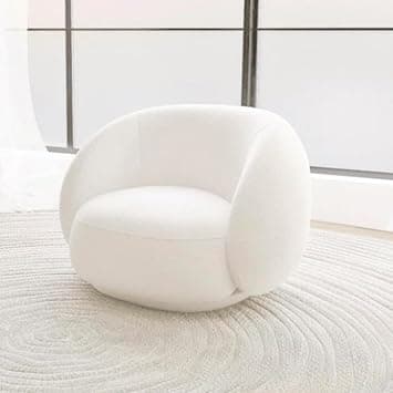 Comfynest 1Pc Round Bouncle Chair - White, Wooden Frame, Soft Cushioned Seat on Amazon.ae - Price Tracker