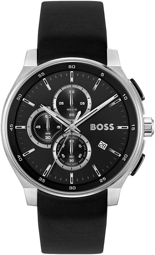 BOSS PEAK 2.0 MENS BLACK DIAL BLACK LEATHER WATCH - 1514188 on Amazon.ae - Price Tracker