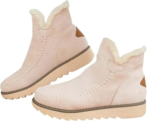 Women's Cashmere Waterproof Non-Slip Ankle Snow Boots Classic Non-Slip Ankle Snow Booties Warm Fur Lining Boots على Amazon.ae - متتبع الأسعار