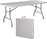 Showay Multi-Functional Adjustable Folding Table Portable Plastic Picnic Party Camping Table Indoor Outdoor, Size 180X74X74Cm, Maple, Off-White - Amazon.ae Price Tracker