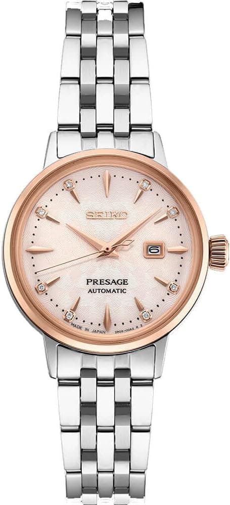 SEIKO Ladies Presage Automatic Rose Bezel Silver Bracelet Watch SRE012, Silver on Amazon.ae - Price Tracker