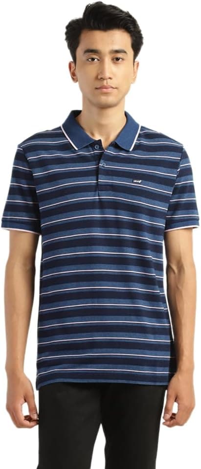 Levi's Mens Mid Indigo Stripe Polo T-Shirt on Amazon.ae - Price Tracker