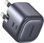 شاحن حائط سريع قابل للطي نيكسود بمنفذ مزدوج USB-C بقدرة 45 واط وتقنية جان من يوجرين، مناسب لجوالات سامسونج S23 الترا/S23 واجهزة اللابتوب وايفون وايباد وماك بوك، يو اس بي، رمادي - متتبع أسعار Amazon.sa