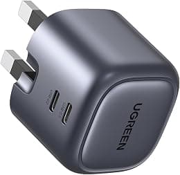 شاحن حائط سريع قابل للطي نيكسود بمنفذ مزدوج USB-C بقدرة 45 واط وتقنية جان من يوجرين، مناسب لجوالات سامسونج S23 الترا/S23 واجهزة اللابتوب وايفون وايباد وماك بوك، يو اس بي، رمادي - متتبع أسعار Amazon.sa