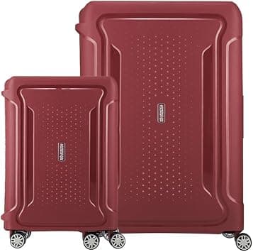 American Tourister Tribus 2Pcs Set (55/78 cm), 4 Spinner Wheels, Hard Top, Polypropylene, Red|Address Tag|TSA Lock|Dual Tube Pull Handle|Scratch Resistant Texture - 3 Years International Warranty on Amazon - Best Deal Finder