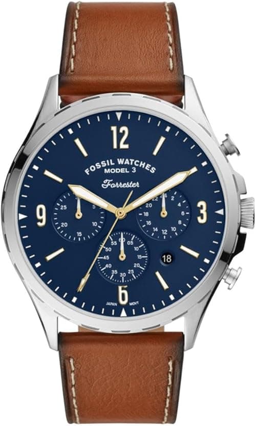 Fossil Forrester Chrono Men's Blue Dial Leather Analog Watch - FS5607 on Amazon.ae - Price Tracker