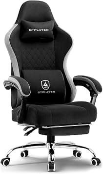 GTPLAYER #1USA Ergonomic Gaming Chair Fabric with Pocket Spring Cushion, Footrest & Armrests ? Computer Video Game Desk Chair with Adjustable Lumbar Support & Headrest for Gaming & Office (Black) on Amazon.ae - Price Tracker