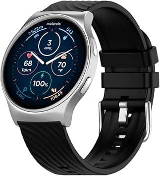 Motorola Moto Watch 120 - Premium Smartwatch with AMOLED Display, 10-Day Battery, Heart Rate & SpO2 Tracking, Fitness & Health Monitoring, Compatible with Android and iPhone - Silver - Amazon.ae Price Tracker