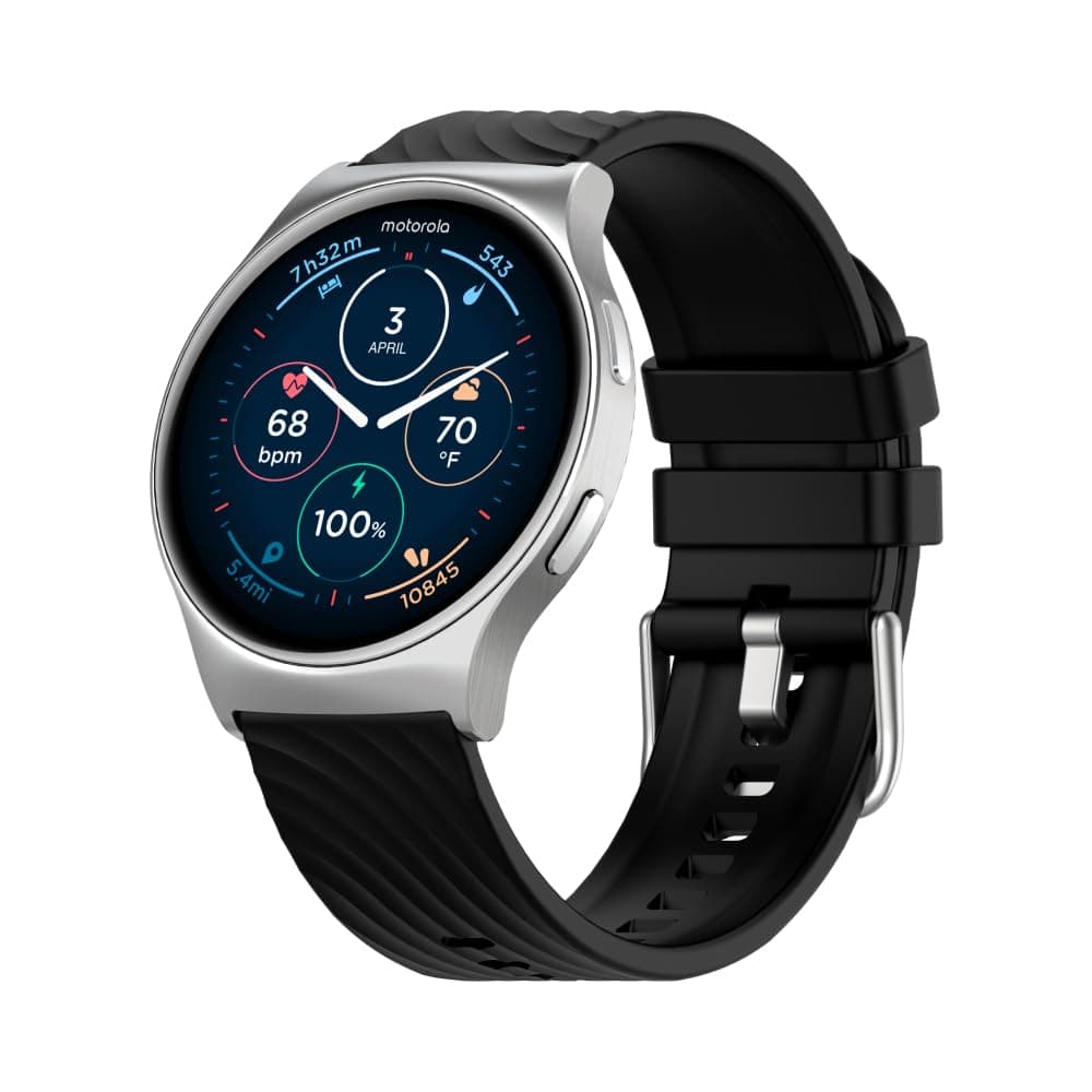 Motorola Moto Watch 120 - Premium Smartwatch with AMOLED Display, 10-Day Battery, Heart Rate & SpO2 Tracking, Fitness & Health Monitoring, Compatible with Android and iPhone - Silver on Amazon.ae - Price Tracker
