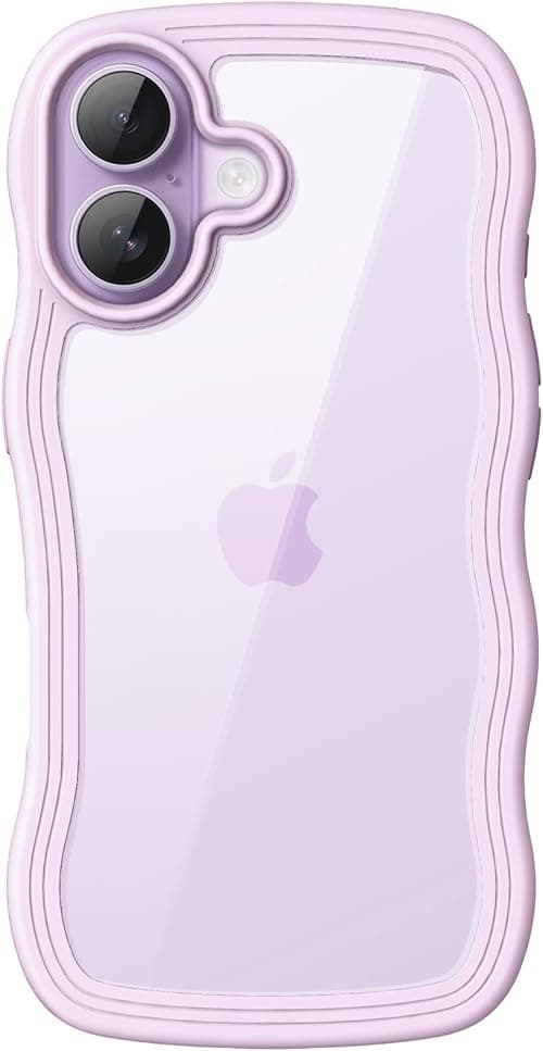 JETech Wavy Case for iPhone 17 6.3-Inch, Cute Wave Frame Curly Shape Shockproof Phone Cover for Women and Girls, Clear Hard PC Back (Purple) on Amazon.ae - Price Tracker