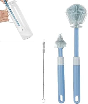 TERRIFI Extendable Baby Bottle Brush, Long Handle Bottle Cleaning Tool, Pacifier Brush, Silicone Cleaning Brush, Flexible Brush Head, 11-inch Extended Handle, for Glass Thermos Bottle 3PCS على أمازون - دليلك لأفضل العروض