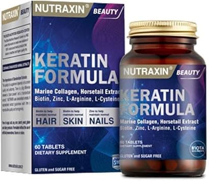 Nutraxin Keratin Formula With Collagen, Biotin For Healthy Hair, Skin & Nails 60 Tablets على Amazon.ae - متتبع الأسعار