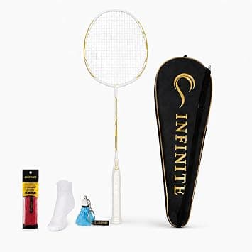 INFINITE Badminton Racket with Free Racket Bag & & Socks & Grip & Badminton Keychain, High Carbon Fiber, 73g, G5, 24-30lbs, Suitable for Intermediate Level Players (Green) on Amazon.sa - Price Tracker