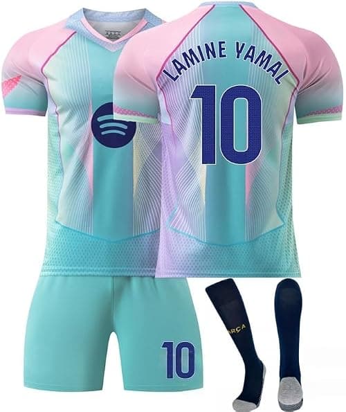 2025/26 BAR Football Jersey Kit–LAMINE YAMAL #10 Special Edition–Soccer Uniform Set with Shorts,Socks&Knee Pads–Athletic Training Gift for Men,Youth&Boys(16–3XL),Gradient Blue on Amazon.ae - Price Tracker