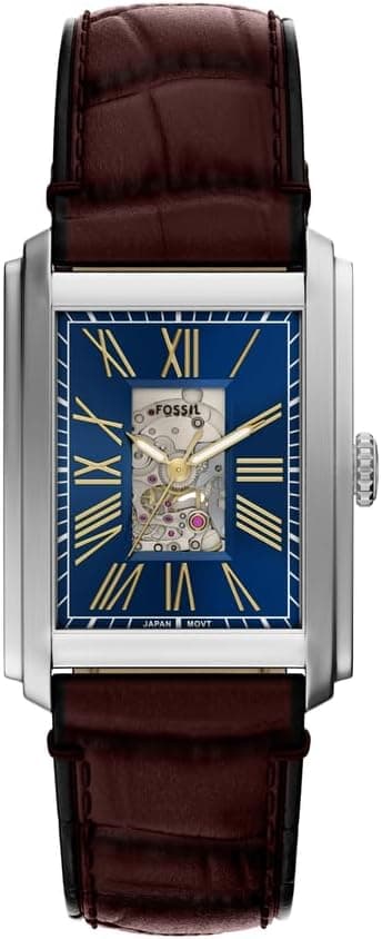 Fossil ME3273 Carraway Automatic Analogue Wrist Watch for Men, 30 mm Case Size, Silver/Brown on Amazon.ae - Price Tracker
