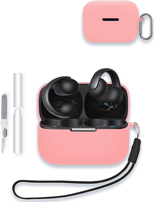 Case for Anker Soundcore AeroClip Bluetooth Headphones, WUNIAK Soft Silicone Protective Portable Scratch Shock Resistant Shell with Cleaner Kit & Carabiner & Lanyard ，Pink on Amazon.ae - Price Tracker
