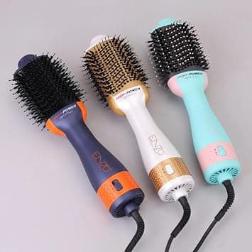 ENZO EN-4134 3-in-1 Electric Hair Styling Comb – Italian Brand | Negative Ion Technology | Fast Drying, Curling, Straightening & Volumizing - Intl Version - Rose Gold on Amazon.ae - Price Tracker