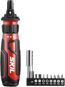SKIL Rechargeable 4V Cordless Screwdriver with Circuit Sensor Technology, Includes 9pcs Bit, 1pc Bit Holder, USB Charging Cable - SD561201, Red on Amazon.ae - Price Tracker