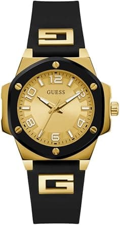 GUESS Gold-Tone and Black Silicone Analog Watch on Amazon.ae - Price Tracker