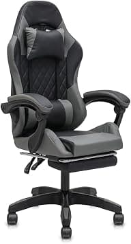 Multi Home Furniture Gaming Chair with PVC Leather Ergonomic Chair with Footrest, Reclining Backrest, Lumbar Support, Back Support - Adjustable Height Gaming Chair for Office & Study (Black & Grey) on Amazon.ae - Price Tracker