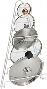 Metaltex Pot Lid Holder Kiwi – Space-Saving Lid Rack for up to 6 Pot Lids, Cutting Boards or Plates – Wall or Cabinet Door Mount – Plasticized Wire – Made in Italy على Amazon.ae - متتبع الأسعار