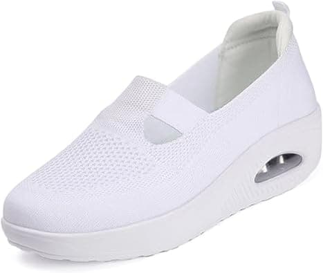 Women Nurse Platform Air Cushion Walking Sneakers Breathable Mesh Orthopedic Diabetic Wedge Slip Ons Mary Jane Toning Rocker Work Shoes - متتبع أسعار Amazon.sa
