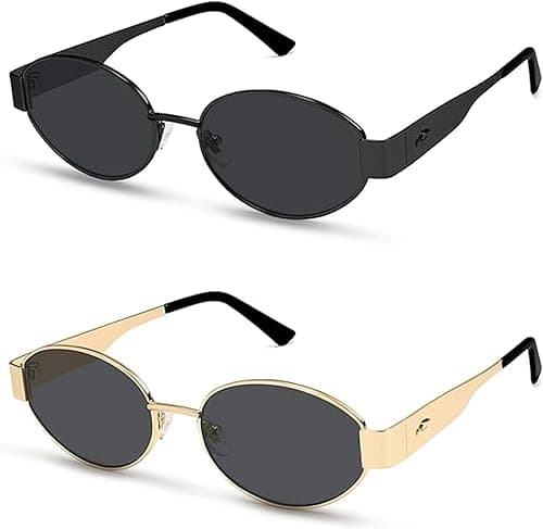 2 Packs Sunglasses for Women,Retro Oval Stylish Eyewear Uv Protection Polarized Sun Glasses on Amazon.ae - Price Tracker